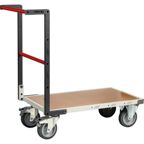 FIMM Plattformwagen mit festem Bügel und Holzplatte Ablagefläche 850x495mm 400kg Tragkraft