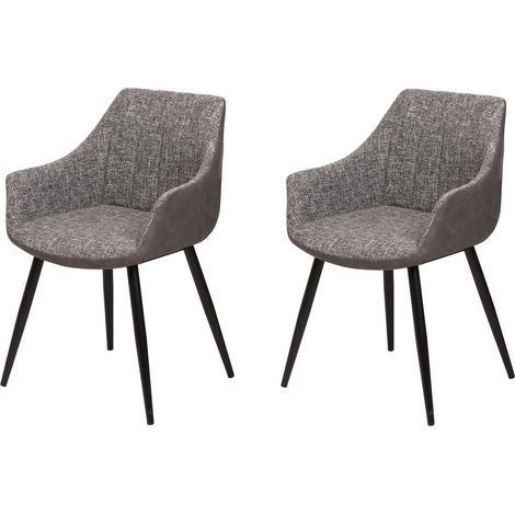 Pack de deux fauteuils de salle à manger de style industriel avec assise et dossier en tissu Covadonga gris pierre. (1/4)