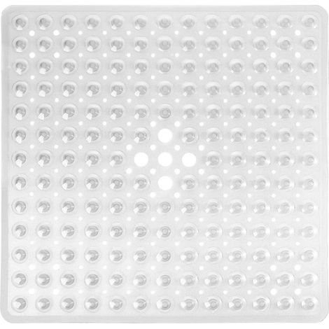 Tappetino antiscivolo per doccia - Tappetino da bagno - Tappetino per doccia antiscivolo - Trasparente - Con ventose e fori di drenaggio - Quadrato - PVC (1/5)