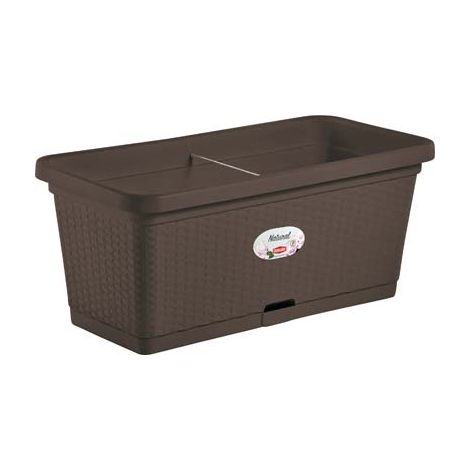CASSETTA + RISERVA + RUOTE NATURAL STEFANPLAST  PP RATTAN MOKA CM 80X40 H.CM 34