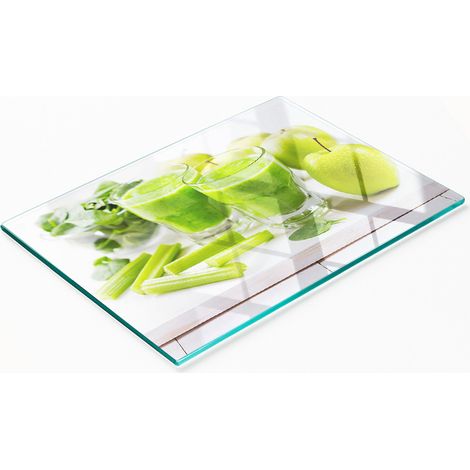 Tabla de cortar de cristal para cocina con estampado de cóctel verde, 80x52 cm. (1/5)