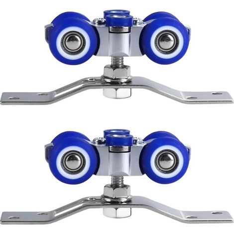 Lot de 2 roulettes pour porte coulissante, en acier inoxydable, rotation à 360°, pour porte coulissante simple, porte pliante ou porte coulissante multiple. (1/4)