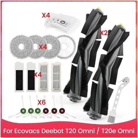 Accessoires pour aspirateur robot Ecovacs Deebot T20 Omni / T20e Omni : brosse latérale principale, filtres HEPA, sacs de nettoyage (1/5)