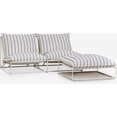 SKLUM Amaro 2-teiliges modulares Gartensofa und umwandelbarer Ottoman Braun Tapioca - Dunkelblau
