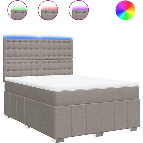 Sommier à lattes de lit avec matelas Taupe 140x190 cm Tissu vidaXL (1/5)