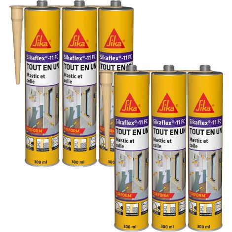 Lot de 6 mastics colles multi-usages SIKA Sikaflex 11 FC Purform - Beige - 300 ml