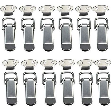 Fermeture à Levier, Loquet Ressort, 12 PCS Bascule Fermoir Ressort avec Crochet en Acier Inoxydable pour Coffret, Boîte, Tiroir, Armoire, Trousse médical - M (1/5)