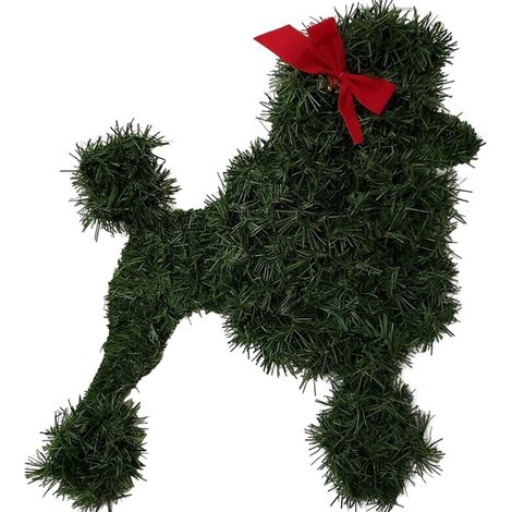 Dekorativer Kranz, Weihnachtsdekoration für den Garten – Roter Schleifenhund – RAPANDA