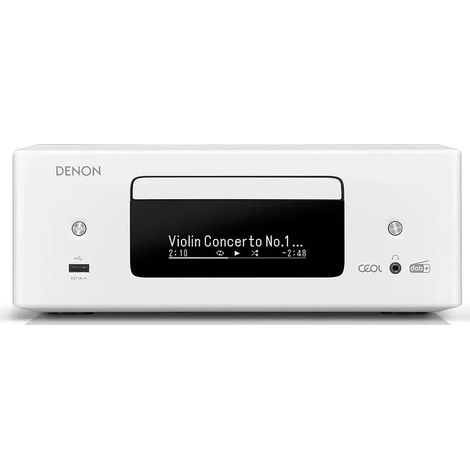 Systeme design tout-en-un Denon CEOL RCD-N12DAB avec lecteur CD radio DAB et FM HDMI ARC et HEOS Integré Blanc