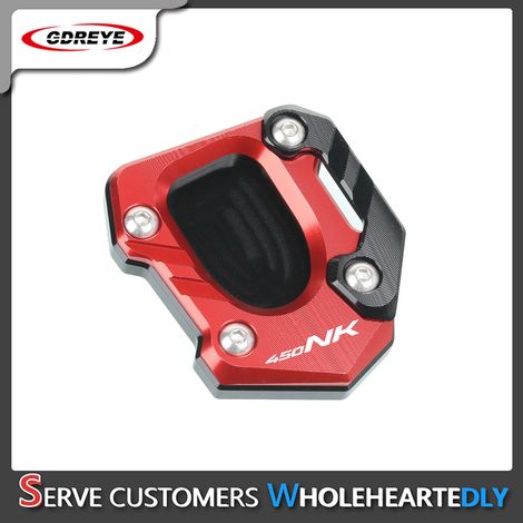 (450NK Rouge) Compatible avec les motos CFMOTO 450SR, 450NK et 450CLC : béquille latérale, support, plaque d'extension, repose-pieds et pédale Maxpower. (1/4)
