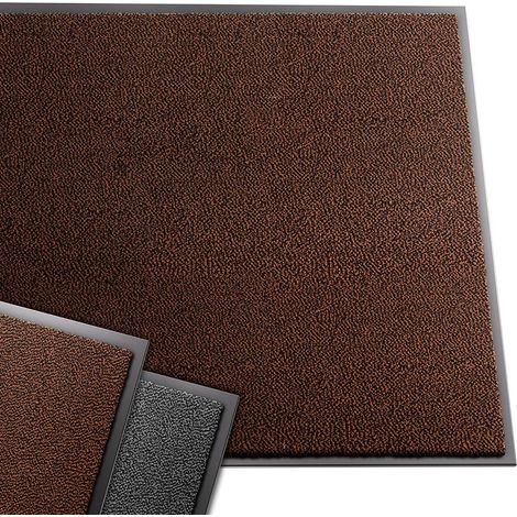 Tapis de Porte Paillasson d'Entree Interieur et Extérieur Tapis Antidérapant et Anti-Poussière Tapis d’entrée Imperméable Lavable 90x150cm Marron-Noir (1/5)
