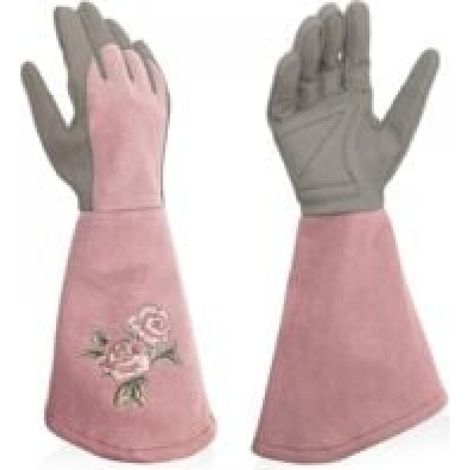 Women's Pink Gardening Gloves - Synthetic Leather - Full Thorn Protection - Long Work Gloves with Puncture Resistance - for Gardening (1/5)
