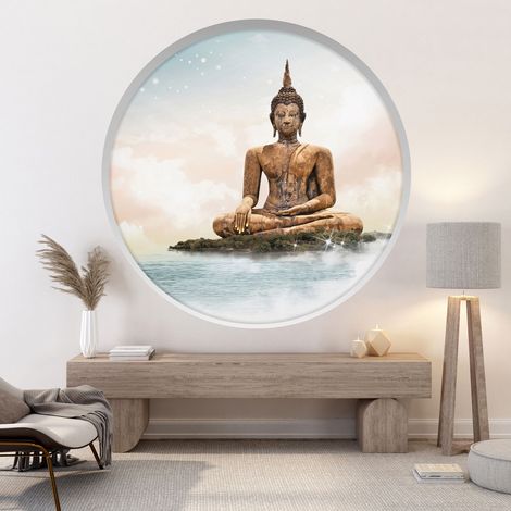 Stickers Trompe l'oeil Arche ronde - Bouddha - Diamètre 80 cm (1/4)