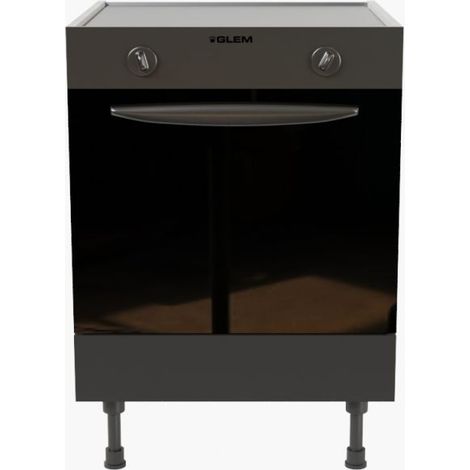 Meuble bas four - 60 cm - Noir (1/5)