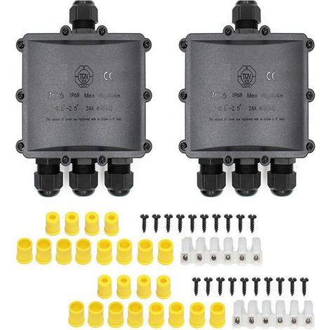 Boite Derivation Etanche, boîtes électriques d'éclairage extérieur résistantes aux, boîte de Presse-étoupe d'extension, connecteur de câble Externe - 2 pièces (Size : S Type) (1/5)