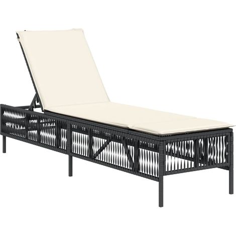 Maison Exclusive - Sonnenliege mit Auflage Schwarz Poly-Rattan