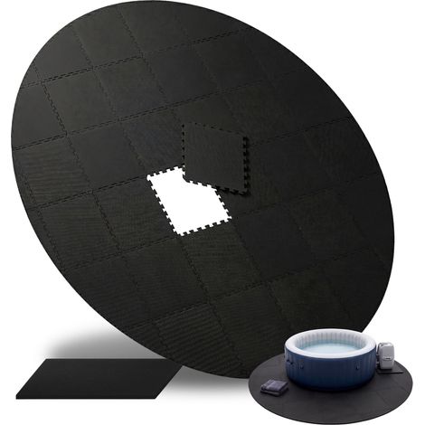 Tapis de Piscine Rond emboîtable, 45 pièces, Noir (1/5)