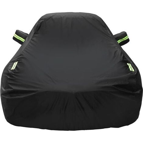Bâche pour voiture SUV imperméable 480 x 175 x 150 cm Tissu enduit d'argent 190T Protection extérieure Couverture noire étanche (1/5)