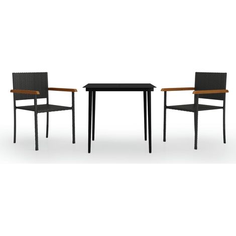 Set da pranzo da giardino nero da 3 pezzi 020013646