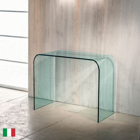 Consolle in Vetro Curvato Trasparente L 90/120 Made in Italy  Consolle 90 (1/2)
