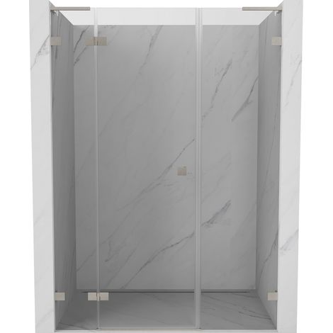 Mexen Lunar L Dusch-Drehtür links 130 cm, transparent, gebürsteter Nickel - 834SL-130-050-97-00-L (1/5)