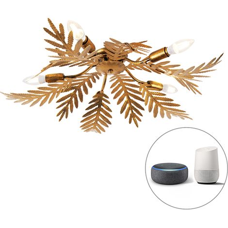Vintage Smart Ceiling Lamp Gold 70 cm incl. 5 WiFi B35 - Botanica (1/4)