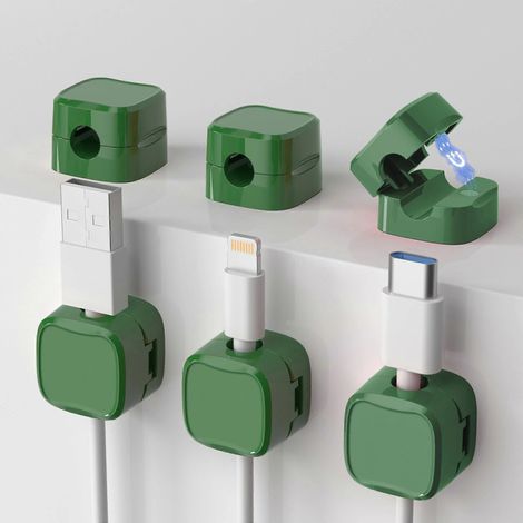 Organisateur de câbles magnétiques, lot de 6 clips magnétiques pour câbles, clips de rangement auto-adhésifs pour chargeurs.
