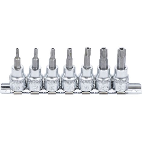 BGS Bit-Einsatz-Satz Antrieb Innenvierkant 10 mm (3/8") T-Profil (für Torx) mit Bohrung T15 - T50 7tlg. - 9341 (1/4)