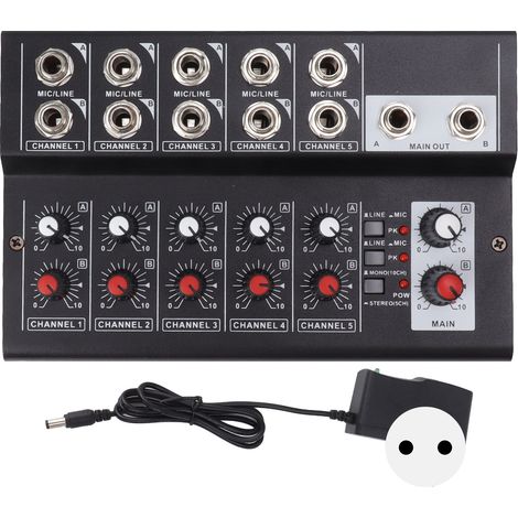MIX5210 Console di mixaggio digitale compatta a 10 canali per studio e tastiere, ideale per la registrazione domestica (spina UE 100-240 V). (1/5)