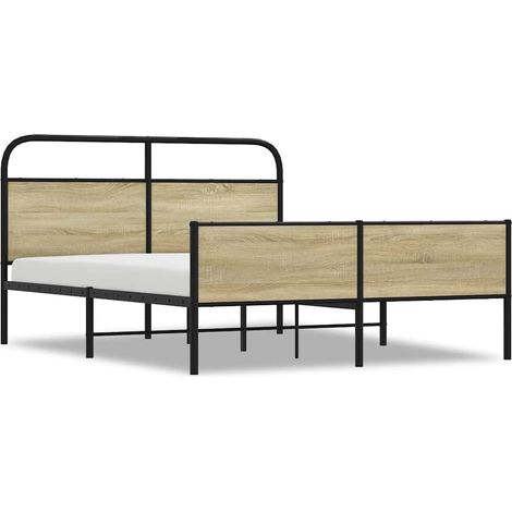 Maison Exclusive - Cadre de lit en métal sans matelas chêne sonoma 150x200 cm (1/5)