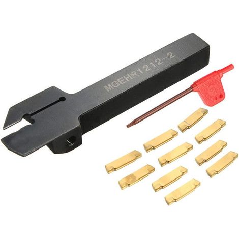 KLVGTIFS PU - Outil de tournage CNC, barre d'alésage, porte-outil, barre de mandrin MGEHR1212-2 12x100mm + 10 inserts en carbure MGMN200-G