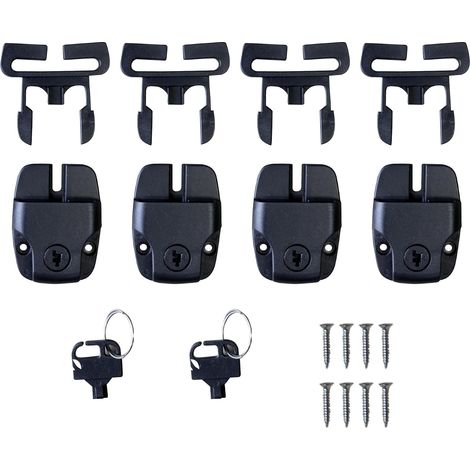 Clips de Verrouillage pour Spa - Lot de 4 - Plastique POM Renforcé - Sécurité Anti-Vent avec Clés - Pour Couvertures de Bain à Remous - Noir (1/5)