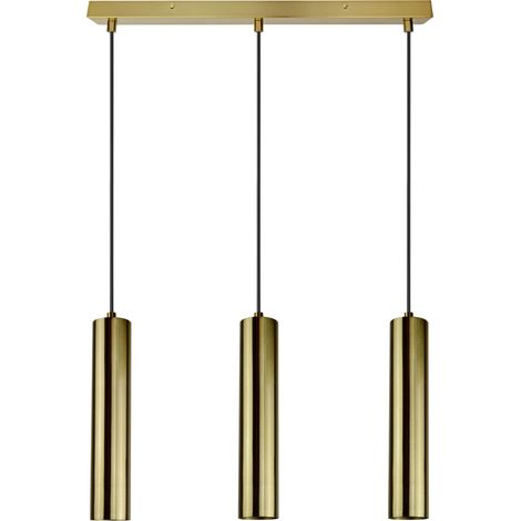 Suspension tubulaire métal doré 3xGU10 120 cm Napoli Polux (1/4)