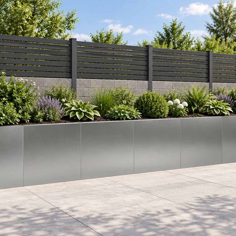 vidaXL Retaining Wall 4 pcs 40 x 12 x 50 cm Galvanised Steel Silver (1/5)
