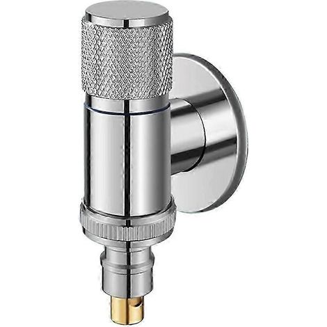 Robinet d'arrêt d'eau automatique pour lave-linge, en laiton massif, fixation murale, sortie d'eau froide simple, gris/argent. Gris/argent. (1/5)