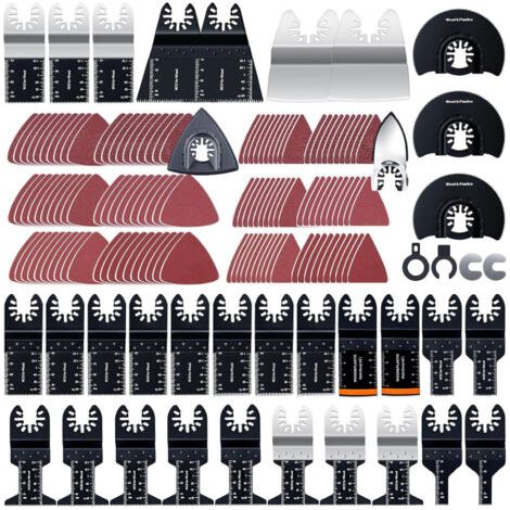 Lot de 156 kits d'outils multifonctions oscillants universels en bois et plastique à dégagement rapide pour Fein Multimaster, Milwaukee, Bosch, Dremel, Ryobi, Rockwell, Makita