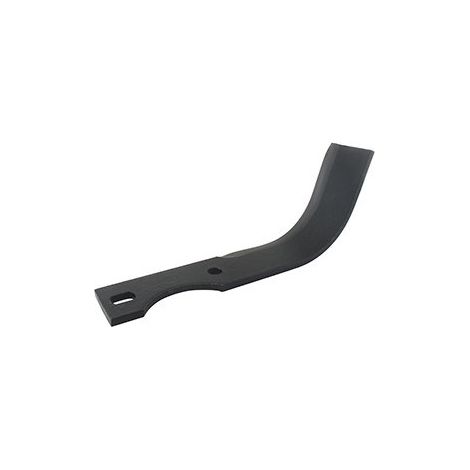 Cuchillo de fresa izquierdo adaptable para motocultor Agria. L: 221mm, diámetro de agujero ø 10,5mm, distancia entre centros 66/73mm.