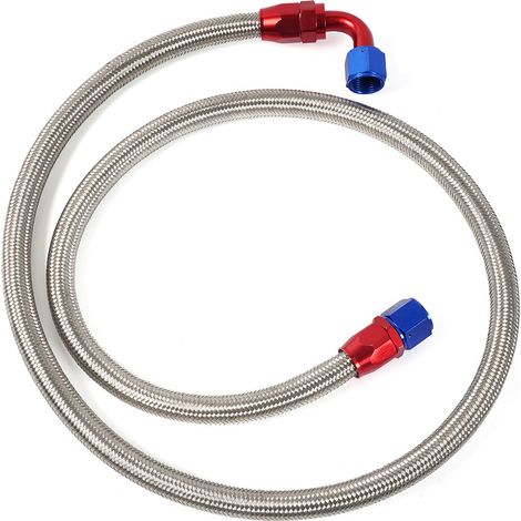 Pièces de modification automobile : kit de raccords de tuyau d'huile 1,6 m/1,4 m AN10, tuyau d'huile tressé en acier inoxydable - Argent (tressé en acier inoxydable) (1/3)