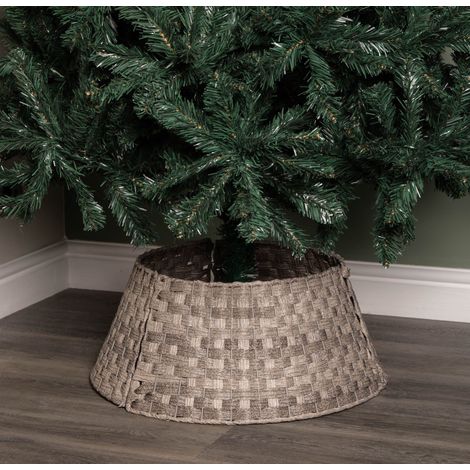 40/58cm Samuel Alexander Medium KD Plastic Wicker Rattan Woven Christmas Tree Skirt in Grey (1/5)