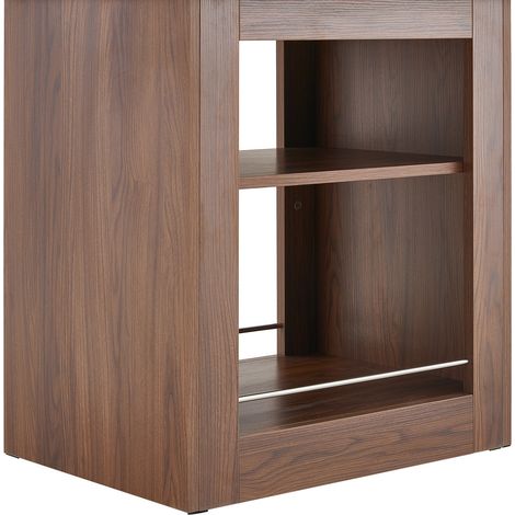 Table à manger extensible avec plateau noir effet bois et piètement noyer, 130-160 cm (1/5)