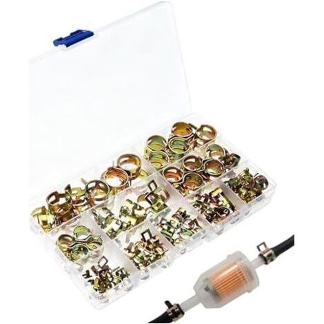 Jeu de Colliers Serrage - 100 pièces renforcées,10 Tailles De En Métal Pour Voiture Mécaniciens Bricolage Techniciens Bateau Plomberie Tondeuse À (1/5)