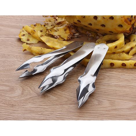 Couteau à ananas et canne à sucre, éplucheur en acier inoxydable, outil pour retirer les yeux d’ananas avec pince en acier (1/5)