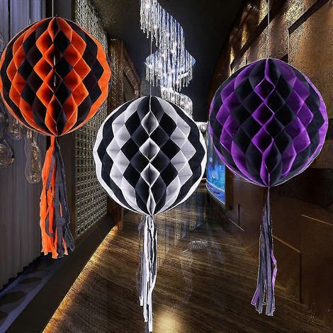 Lot de 2 pendentifs en papier alvéolé pour décoration d'Halloween (1/4)
