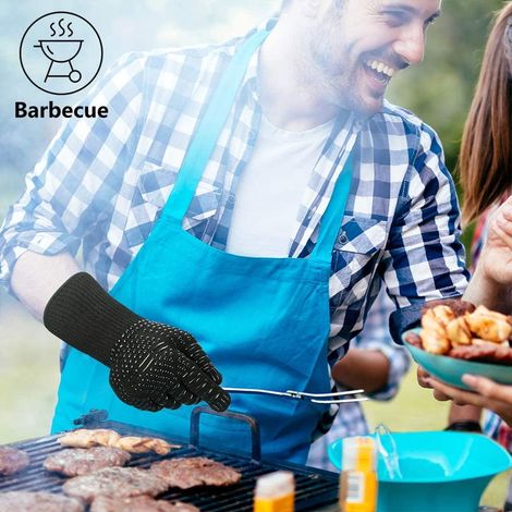 Guanti da barbecue, guanti da cucina resistenti al calore, resistenti al calore fino a 800 °C, adatti per grigliate, cottura al forno, panificazione, campeggio e affumicatura. (1/4)