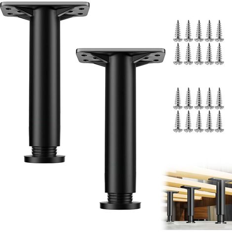 Pieds de Lit Réglable,22-42cm Pied de Meuble Salle de Bain Pied,Pieds de Meuble,Pieds de Meubles Réglables,pour Table Chaise Armoires Canapé Jambe,Noir,2 Pièces (1/5)