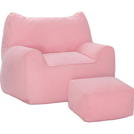 Fauteuil Poire, Design Oreilles de Chat, Rembourrage en Mousse Haute Densité, Rose (1/2)