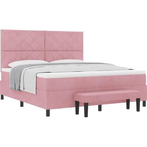 Maison Exclusive - Boxspringbett mit Kopfteil Rosa 200 x 180 cm S (1/5)
