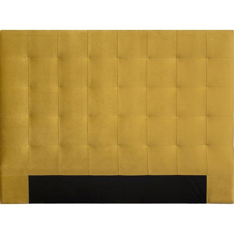 Testata letto capitonné effetto velluto giallo 160 cm HALCIONA