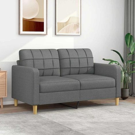 Canapé 2 places convertible, gris foncé, 140 cm, tissu, avec accoudoirs (1/5)
