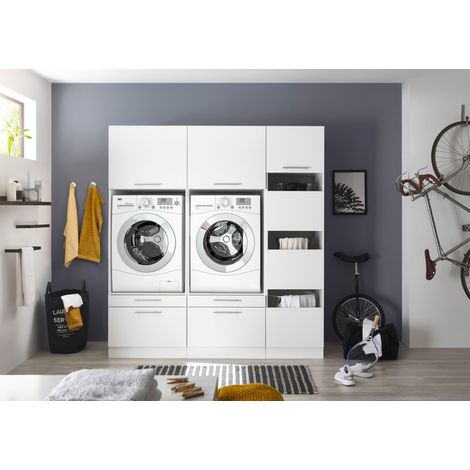 Armadio lavatrice armadio asciugatrice armadio lavanderia 185 cm bianco Clara Respecta (1/4)